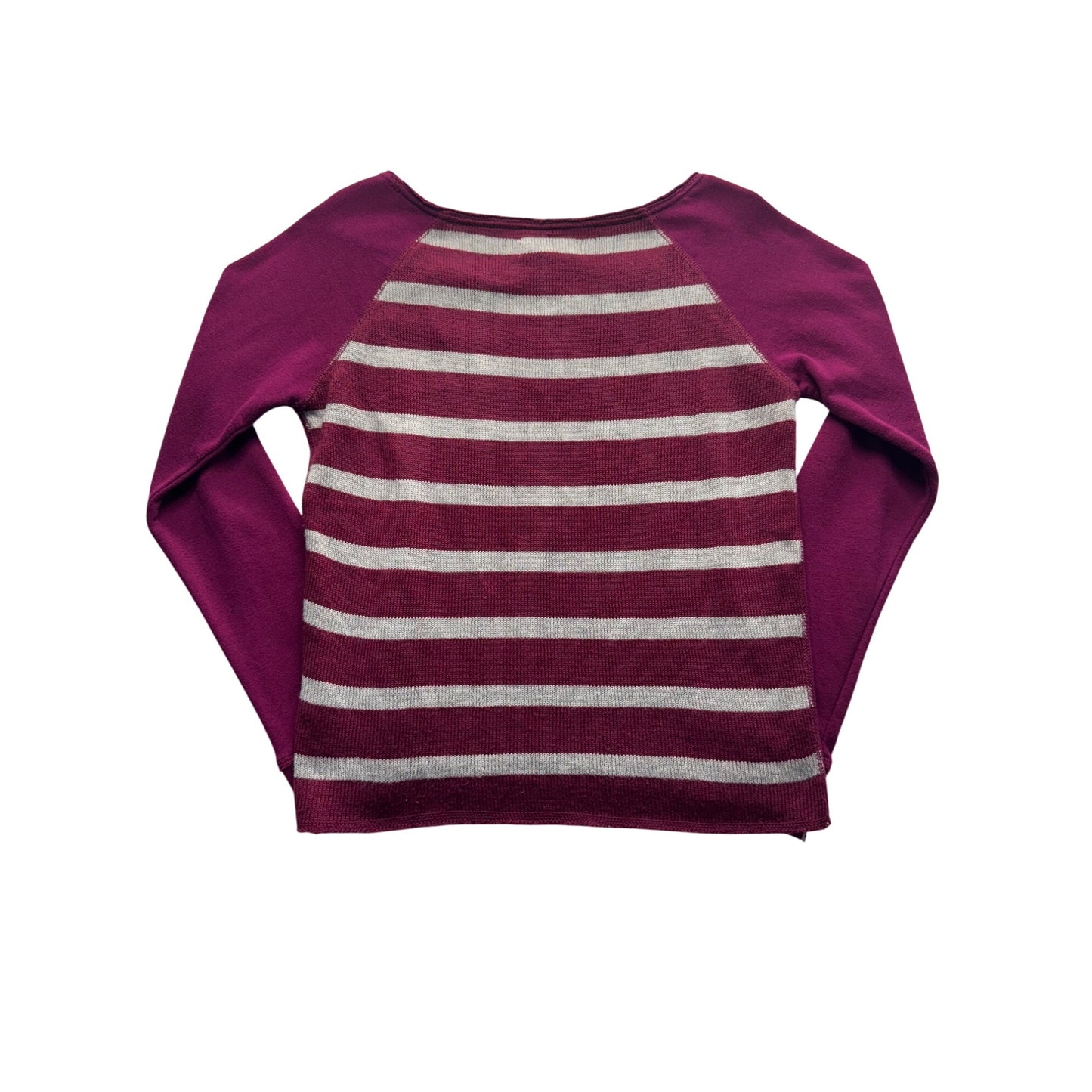 Aeropostale Striped Back Burgundy Long Sleeve Sweater Small #9941