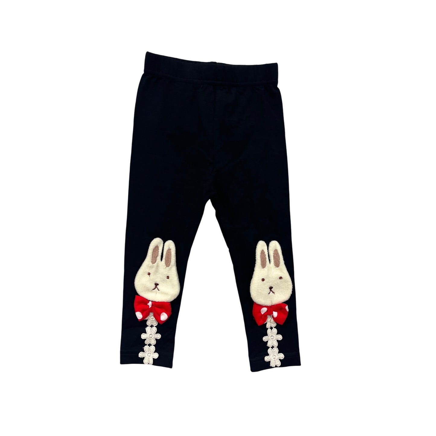 Girls Black Bunny Leggings 5T #8158