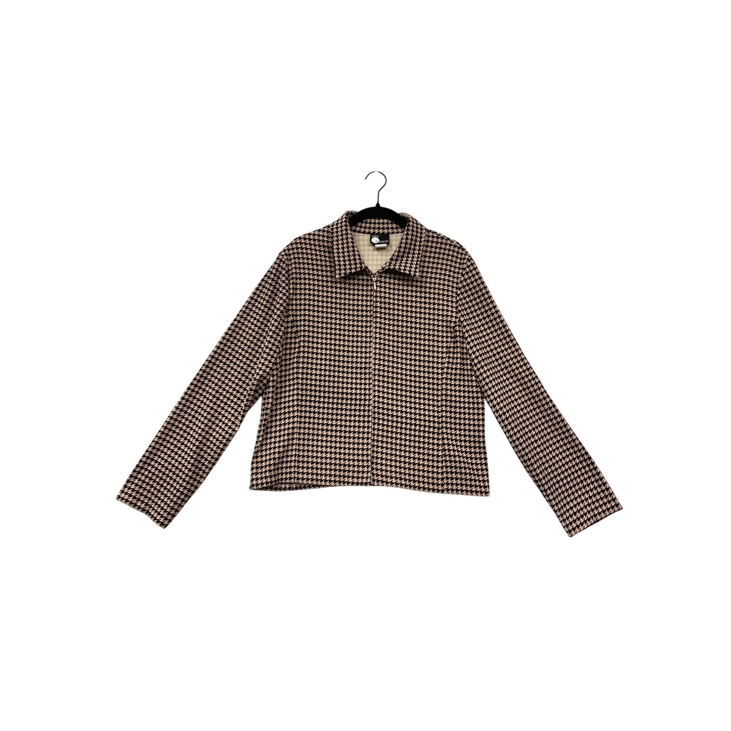 Size 14 Houndstooth Zip-Up Jacket By First Option #8678