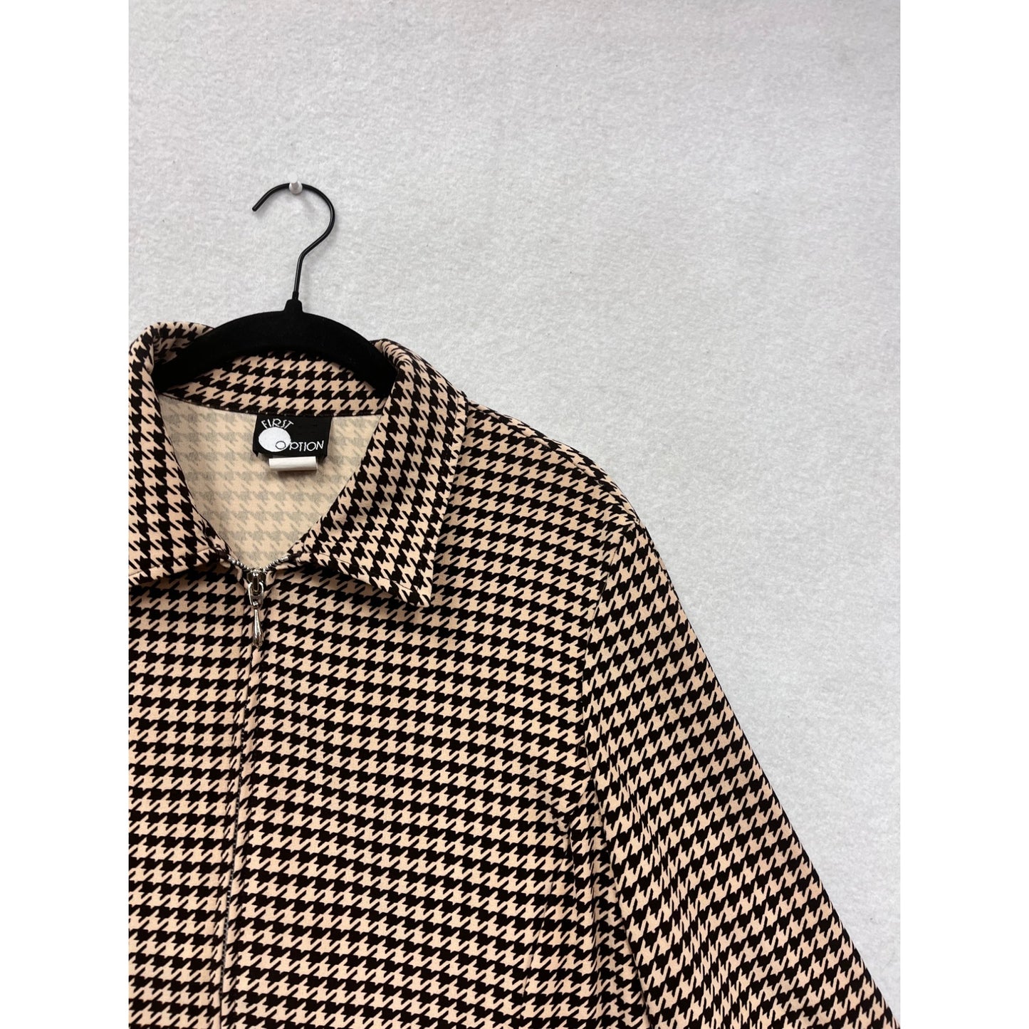 Size 14 Houndstooth Zip-Up Jacket By First Option #8678
