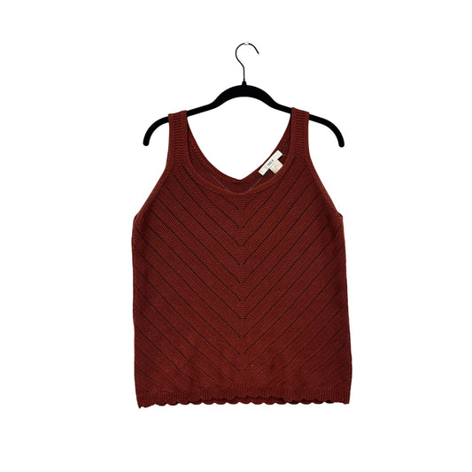 Rust Red Chevron Knit Tank Top  Medium  Isela  #8751