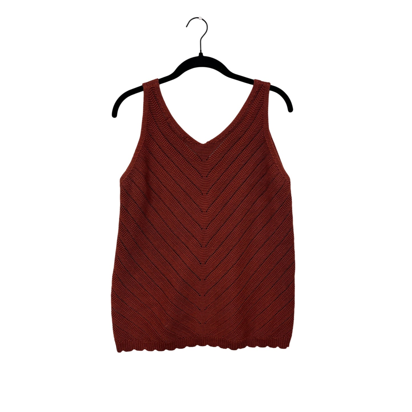 Rust Red Chevron Knit Tank Top  Medium  Isela  #8751