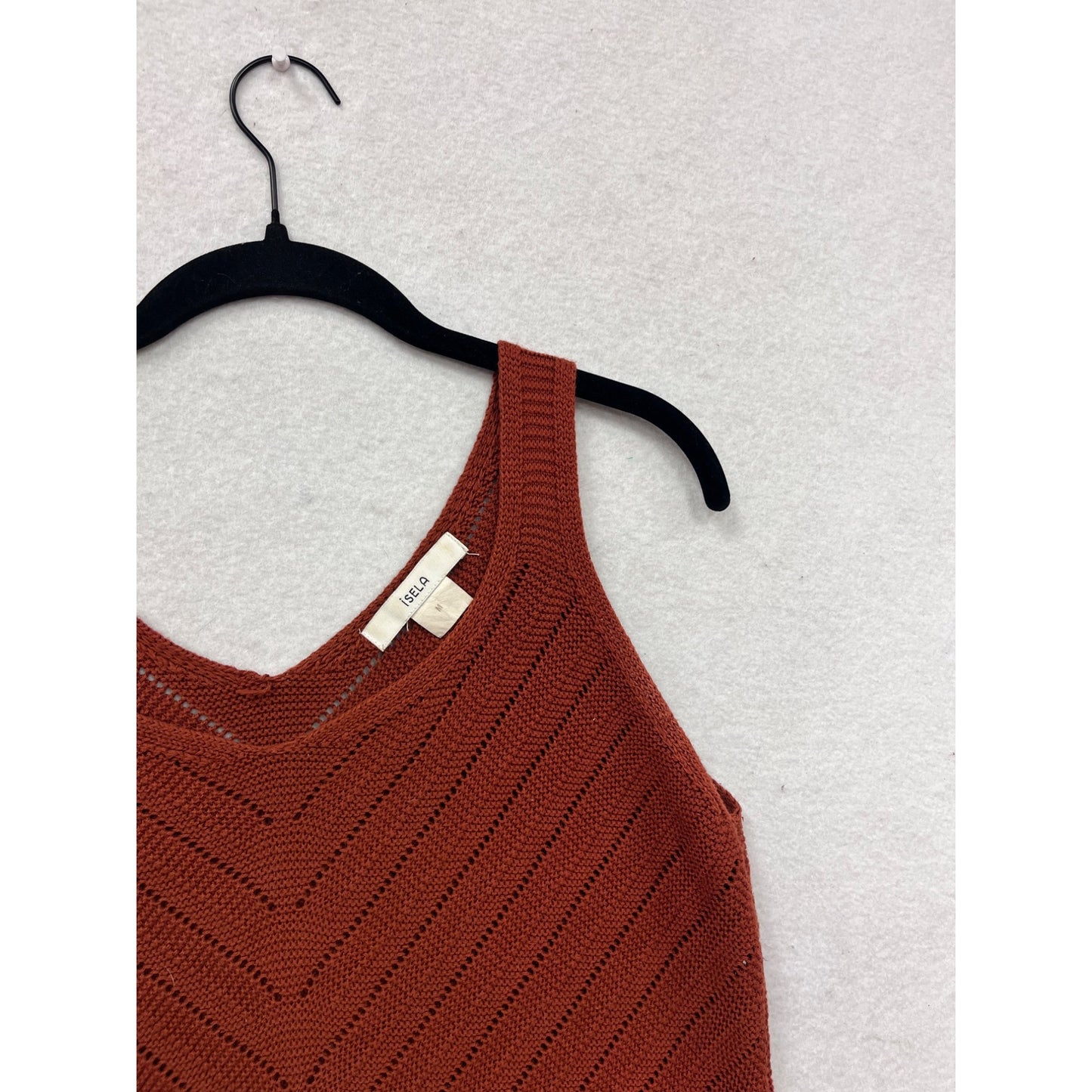 Rust Red Chevron Knit Tank Top  Medium  Isela  #8751