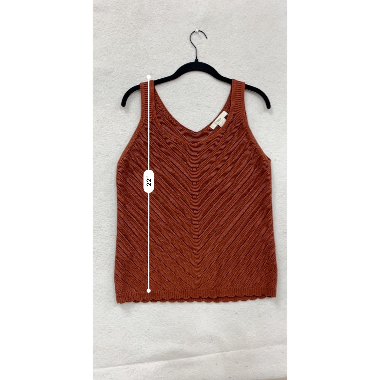 Rust Red Chevron Knit Tank Top  Medium  Isela  #8751