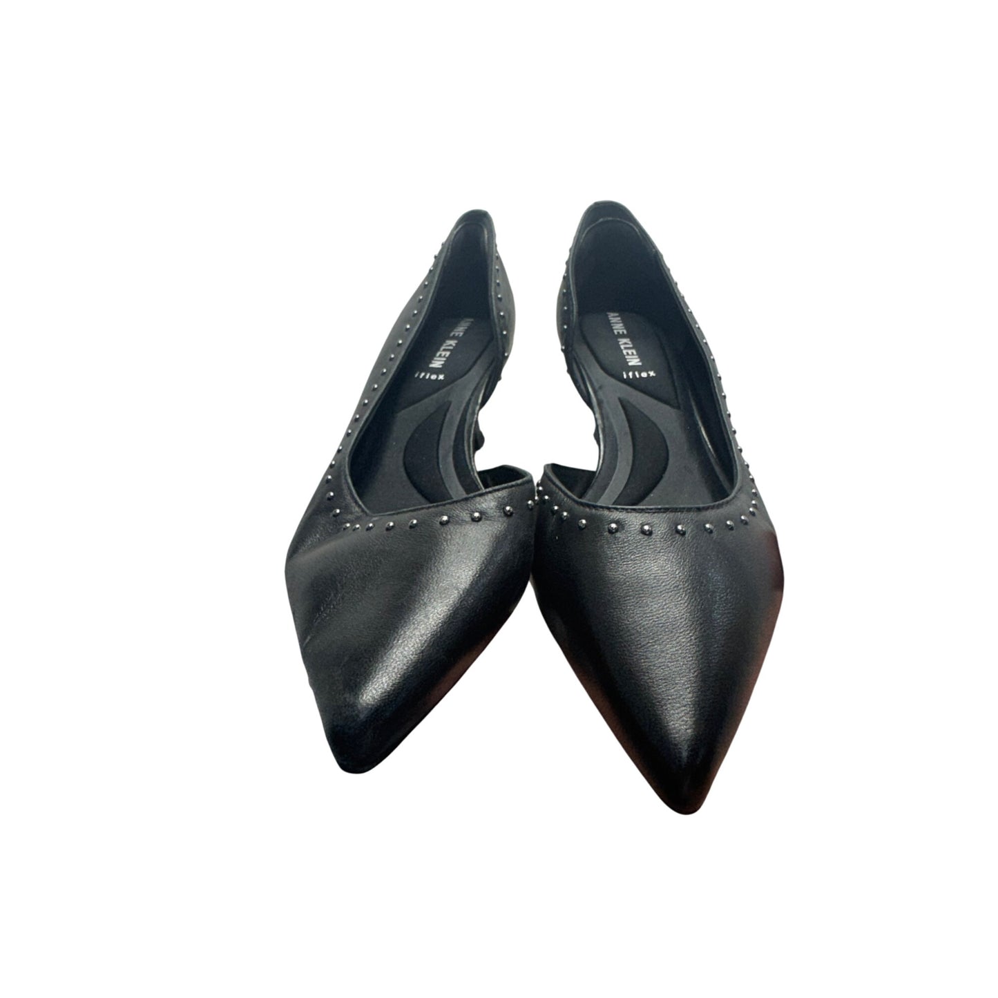 Anne Klein Iflex Black Studded Pointed-Toe Kitten Heels Size 11M #9808