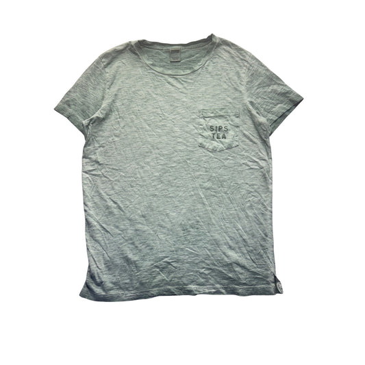 Victorias Secret Pink Green Graphic T-Shirt "Sips Tea" Size L 246B