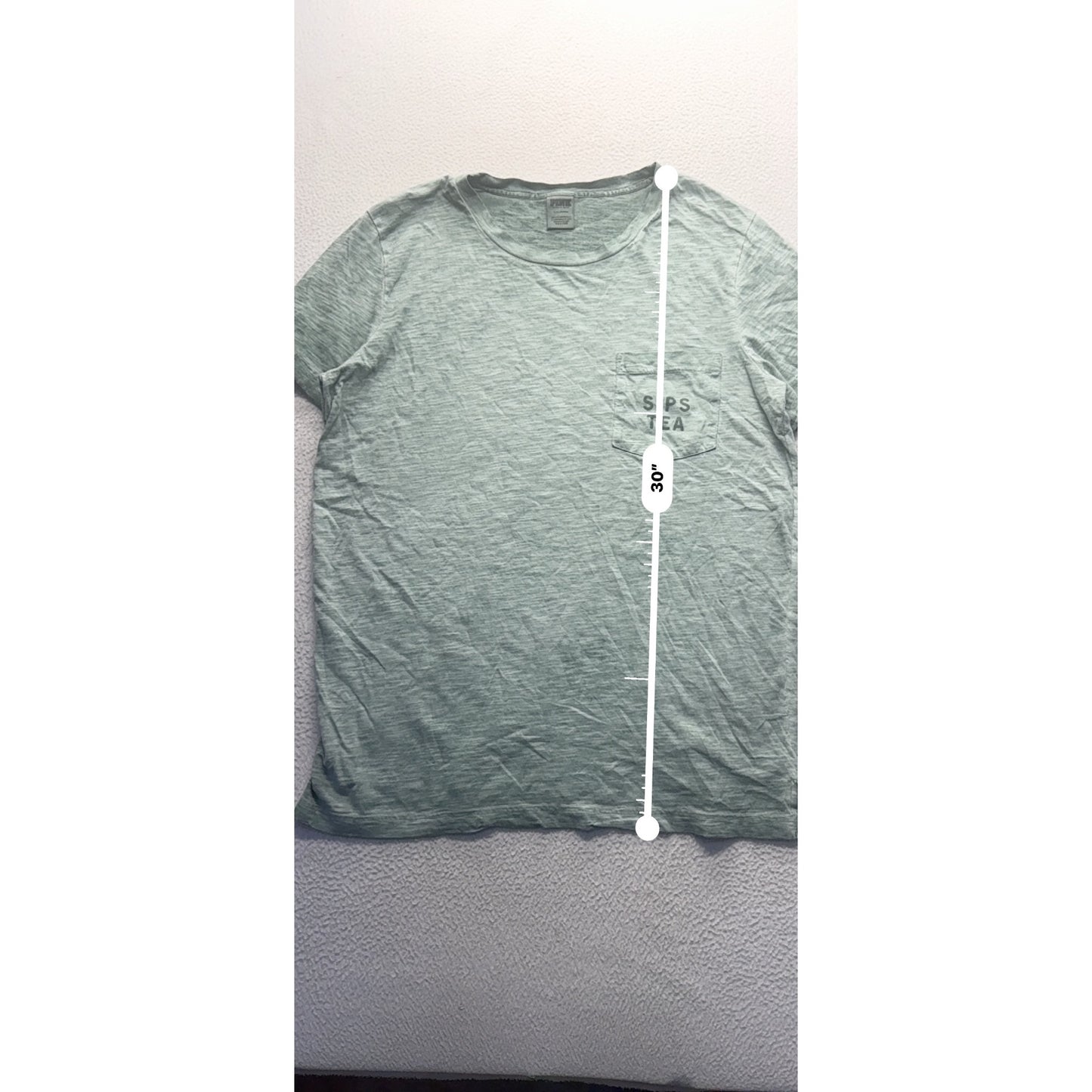 Victorias Secret Pink Green Graphic T-Shirt "Sips Tea" Size L 246B