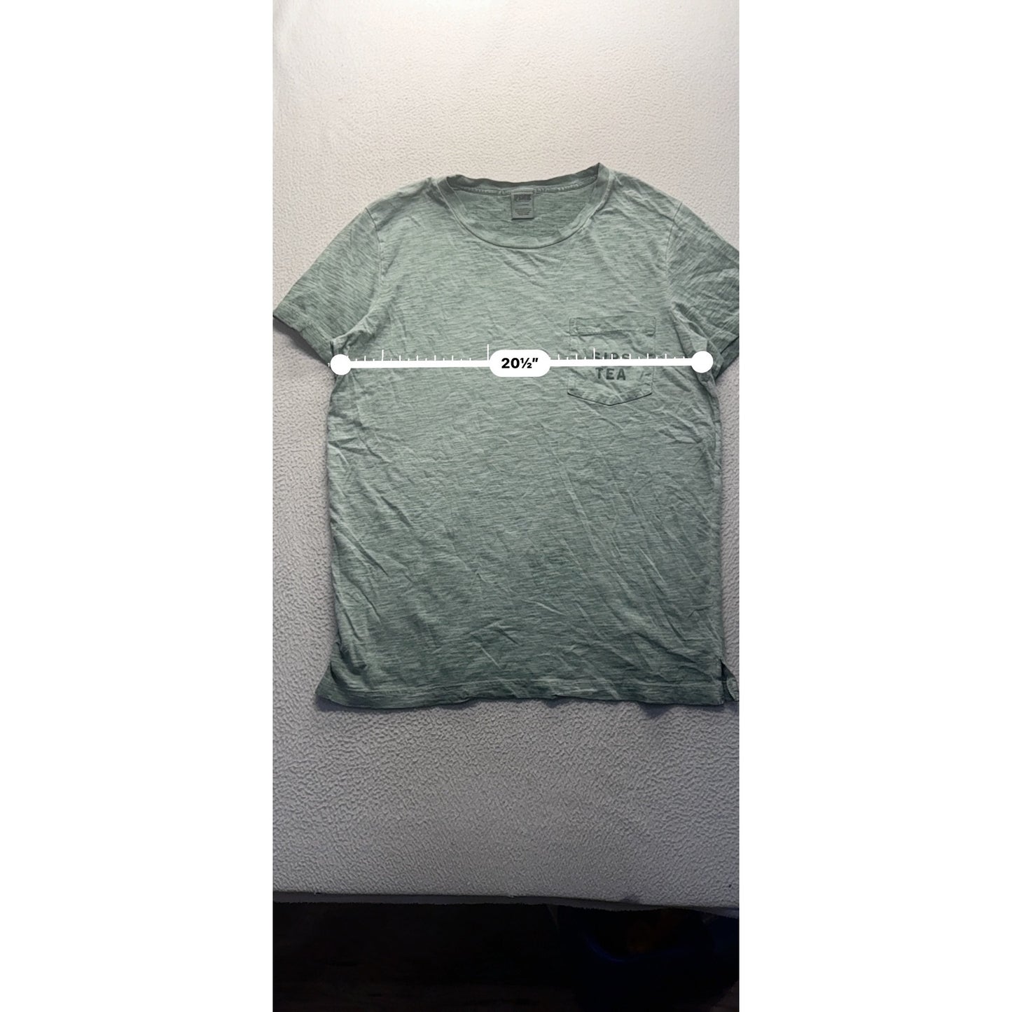 Victorias Secret Pink Green Graphic T-Shirt "Sips Tea" Size L 246B