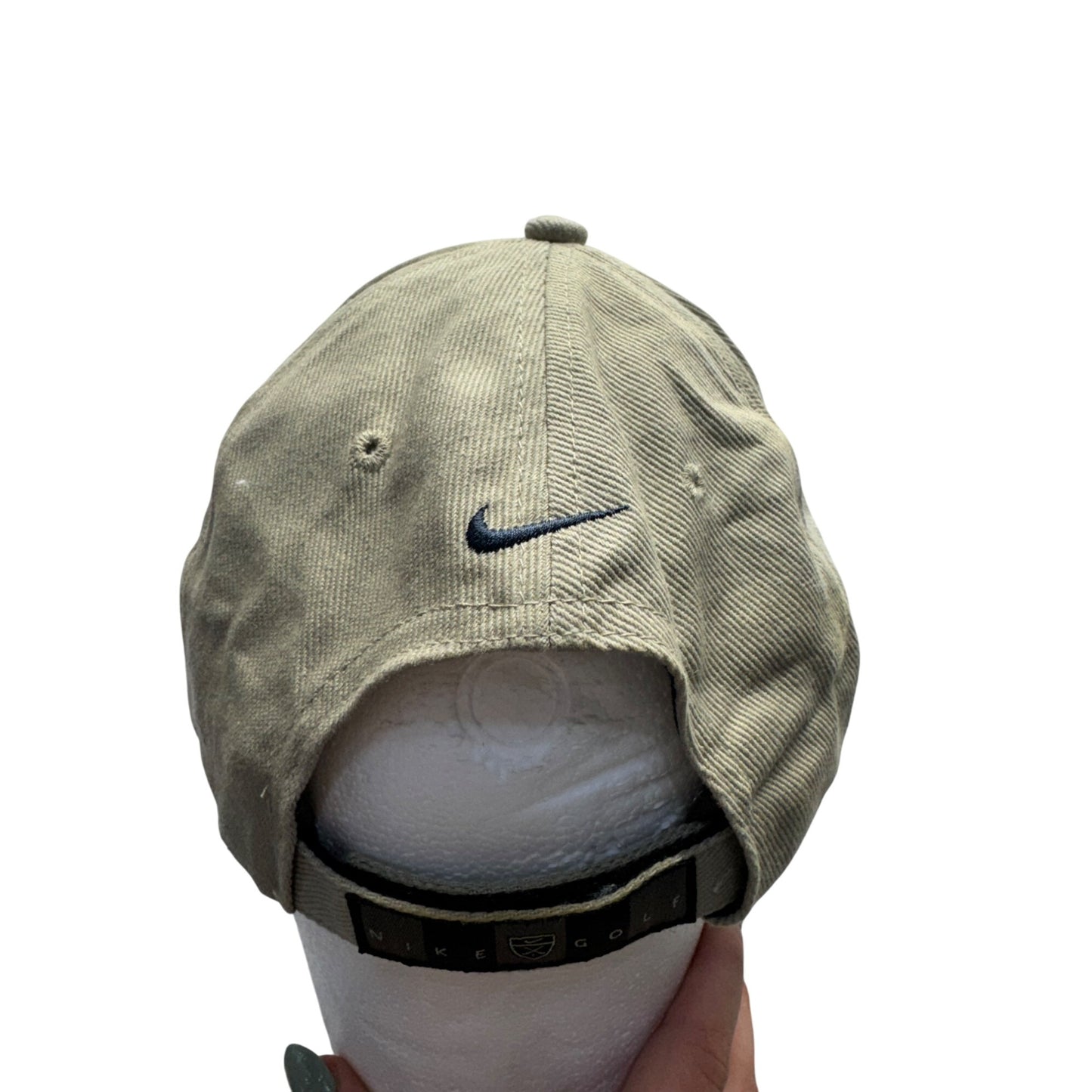 Nike Golf Khaki Hat With Black Swoosh Logo Embroidered #7866
