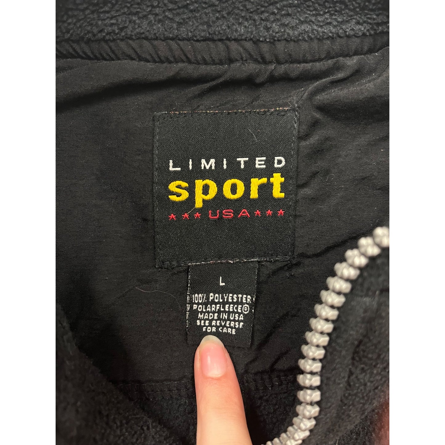 Limited Sport USA Black 100% Polyester Fleece Pullover Sweatshirt Size L #233A