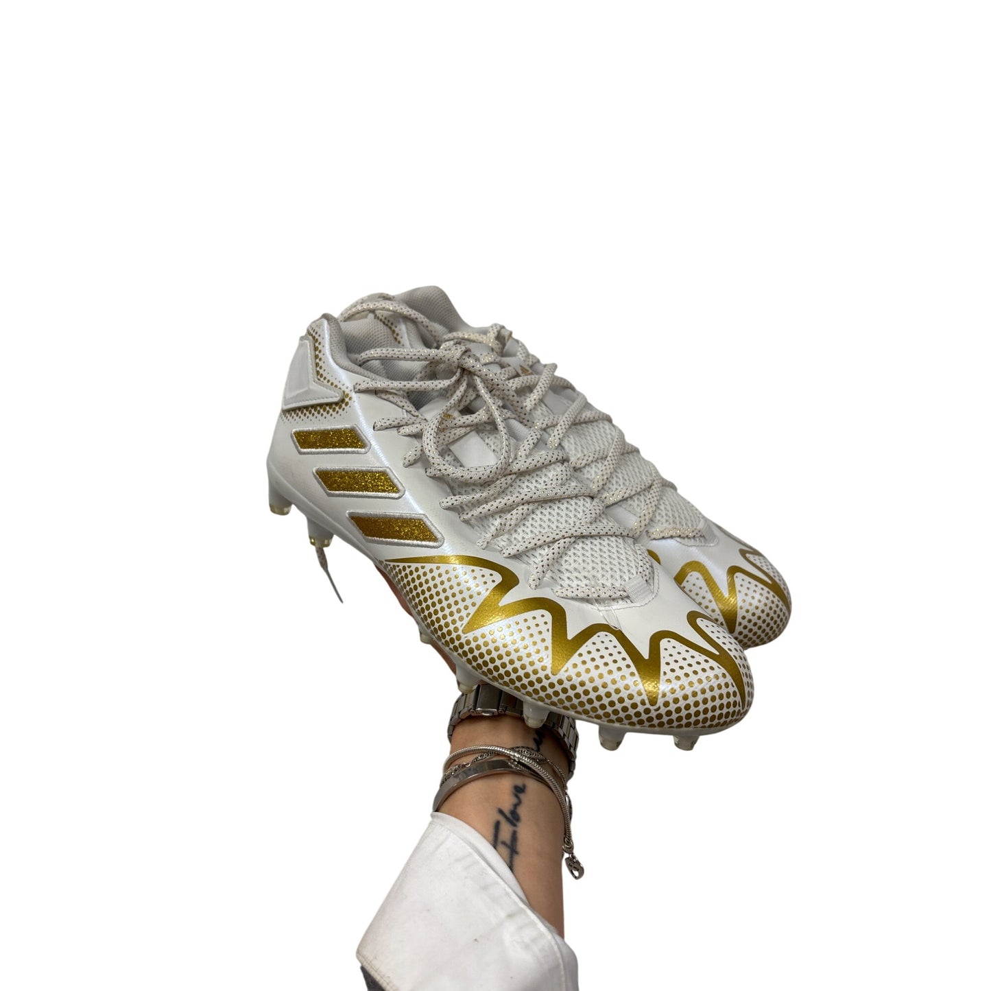 Adidas Freak Spark Gold & White Mens Molded Football Cleats Size 7.5 #6978