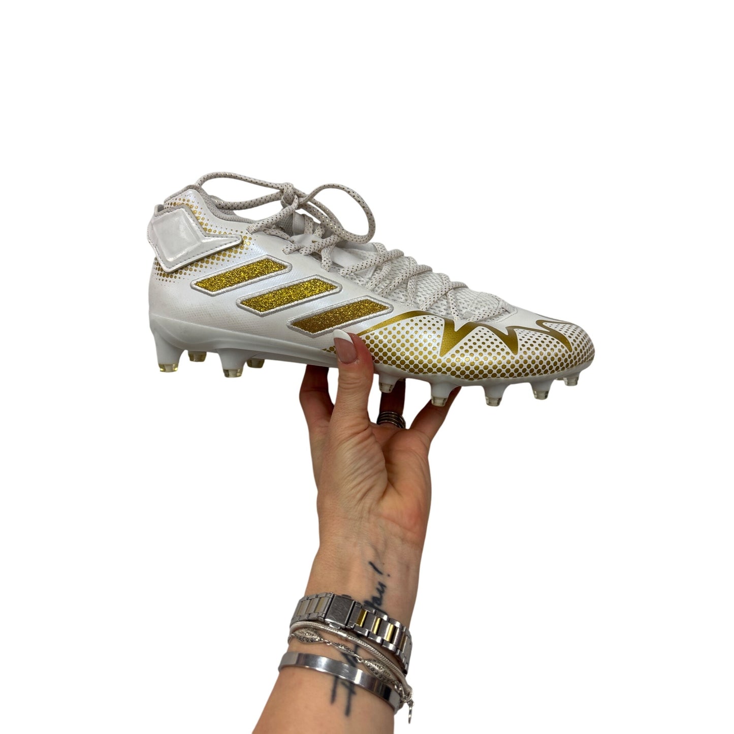Adidas Freak Spark Gold & White Mens Molded Football Cleats Size 7.5 #6978