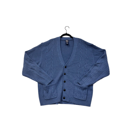 Mens John Blair Blue Cable Knit Cardigan Sweater XL #6964