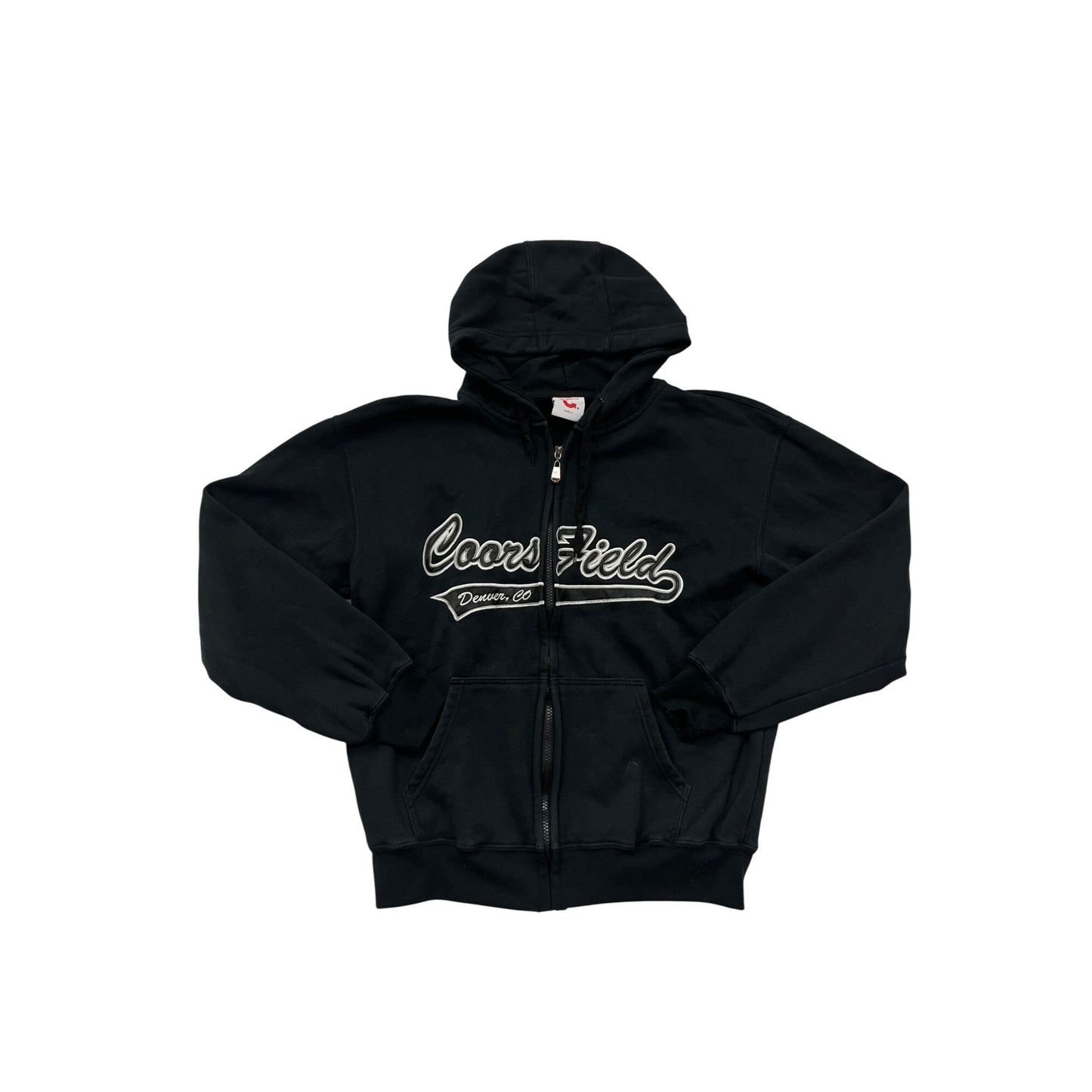 Coors Field Denver CO Black Hoodie Sweatshirt Lg Cotton Polyester Blend #8293