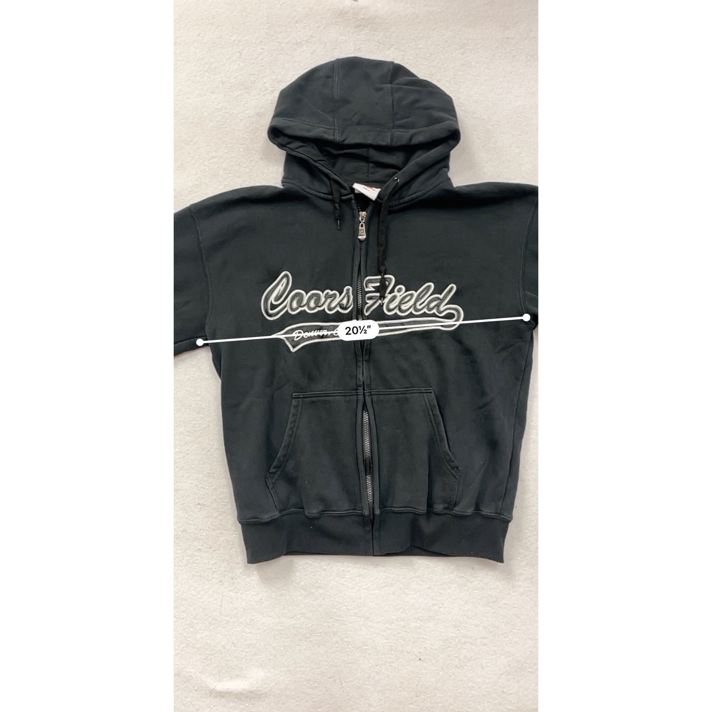 Coors Field Denver CO Black Hoodie Sweatshirt Lg Cotton Polyester Blend #8293