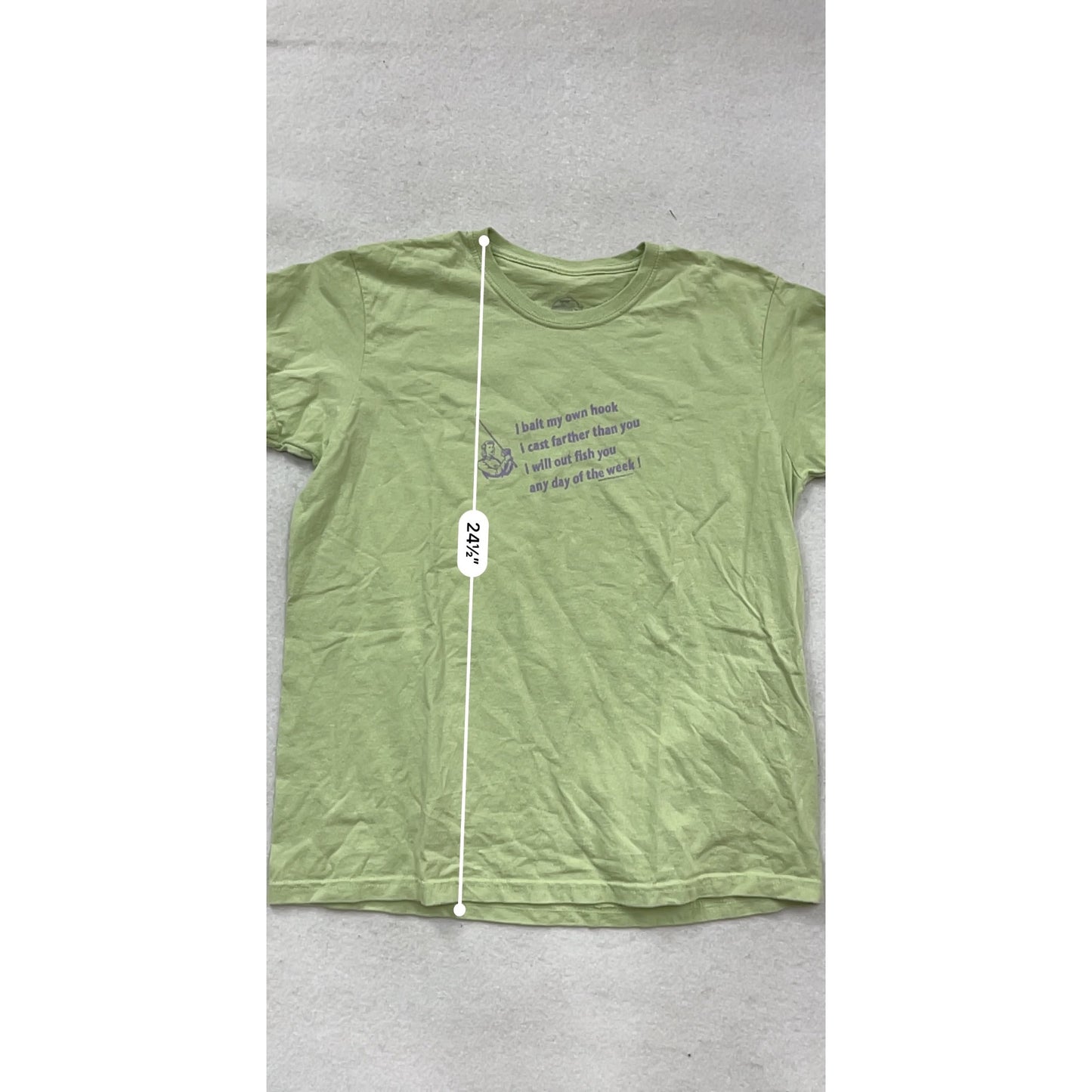 Green Fish Face Graphic T-Shirt 100% Cotton Size L #116A