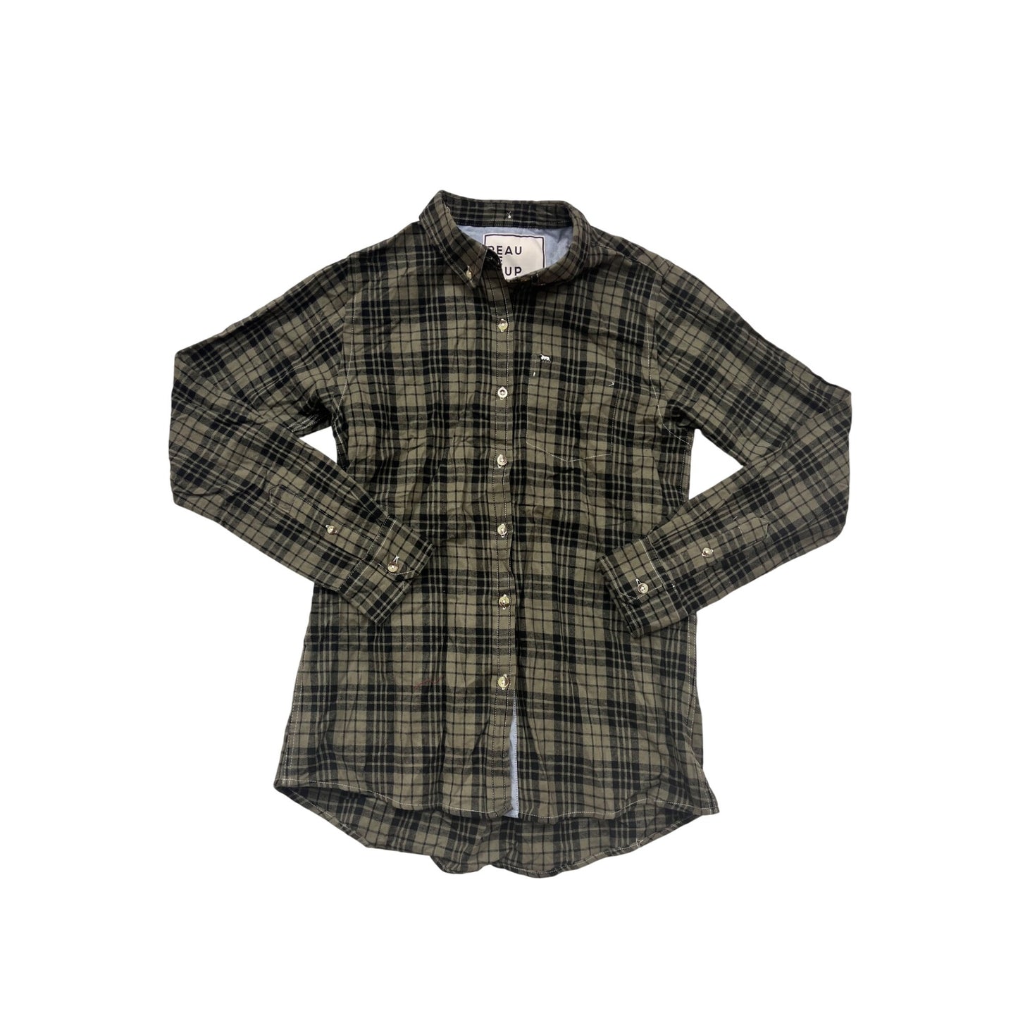 Plaid Button-Up Shirt Size 8 By Peau De Loup Upcycled Cotton #8327