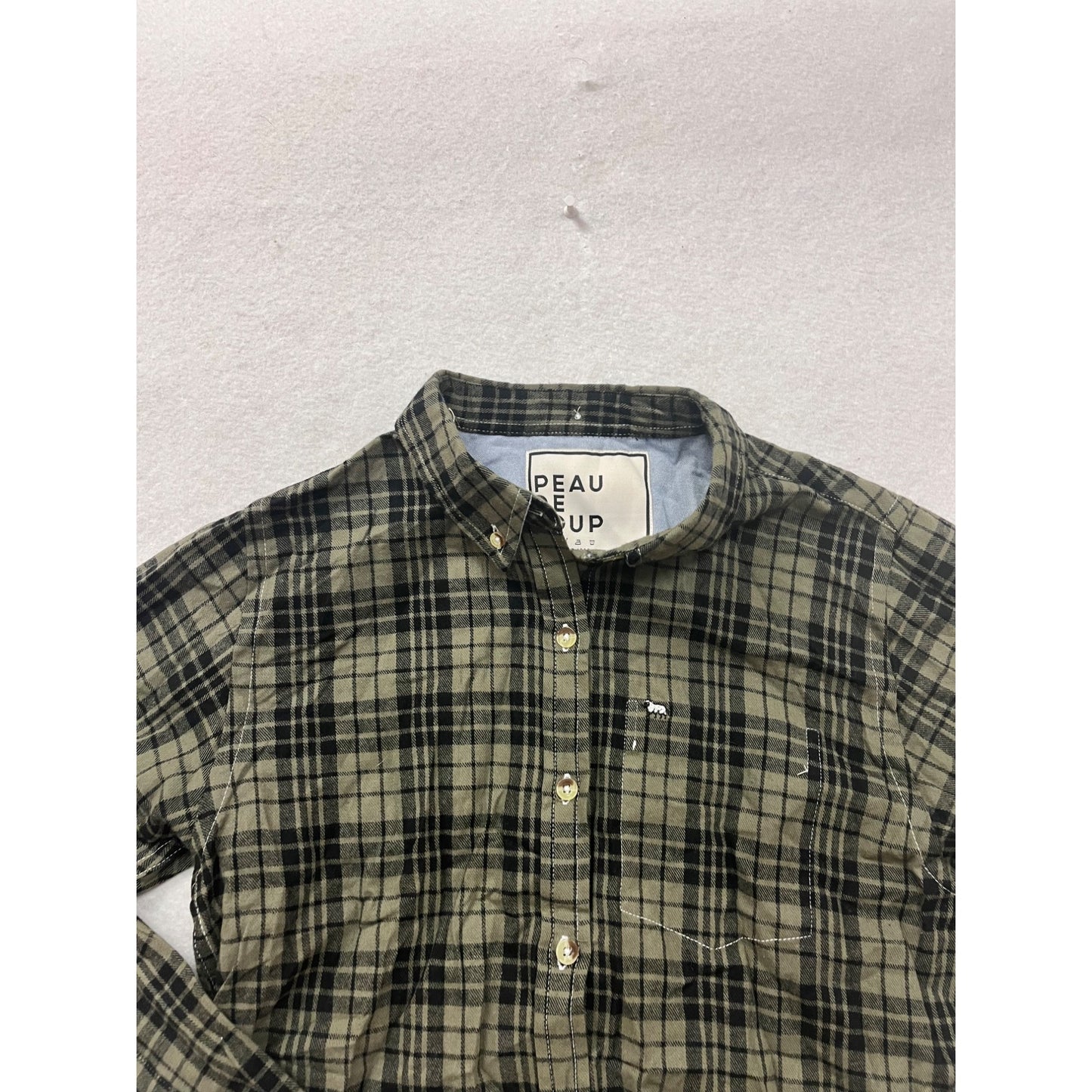 Plaid Button-Up Shirt Size 8 By Peau De Loup Upcycled Cotton #8327