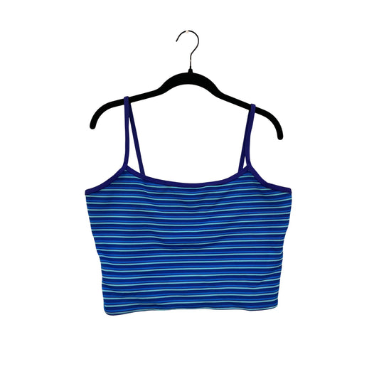 L.L.Bean Womens Size 18 Striped Blue Tankini Swim Top Adjustable Straps #6866
