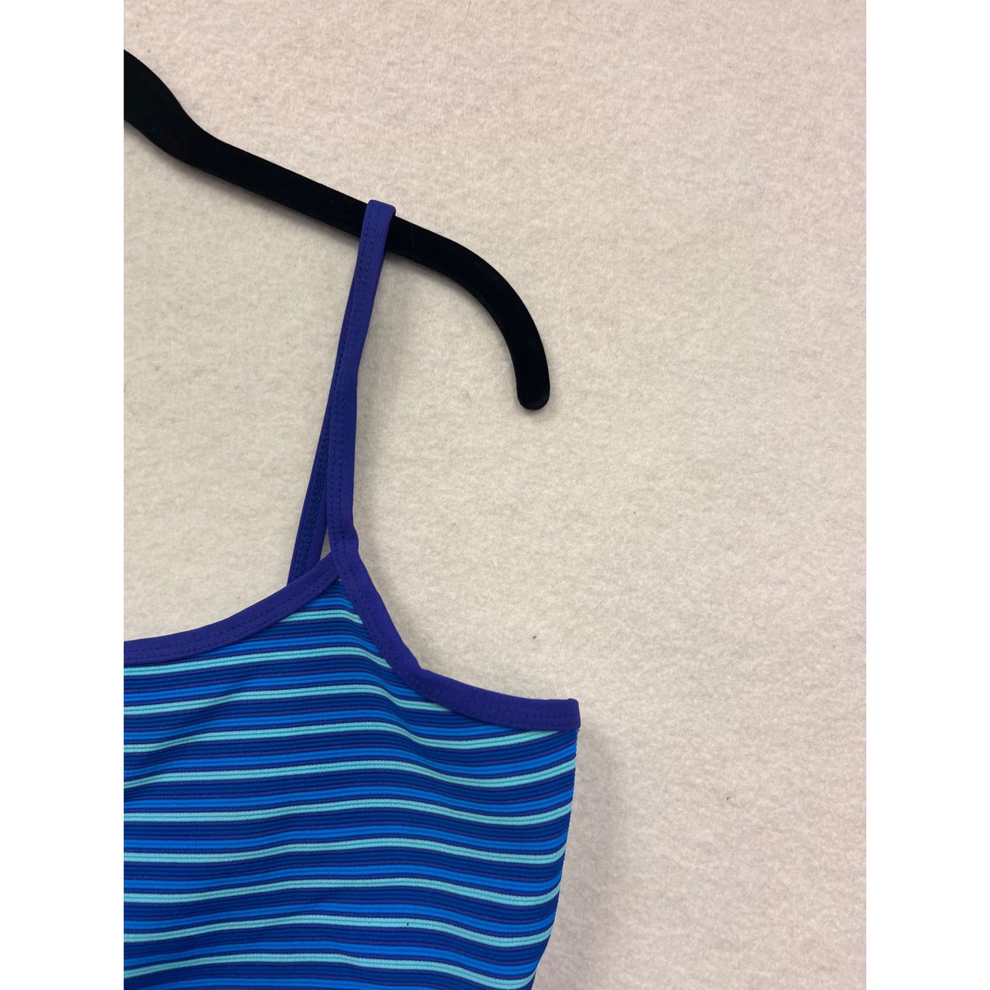 L.L.Bean Womens Size 18 Striped Blue Tankini Swim Top Adjustable Straps #6866