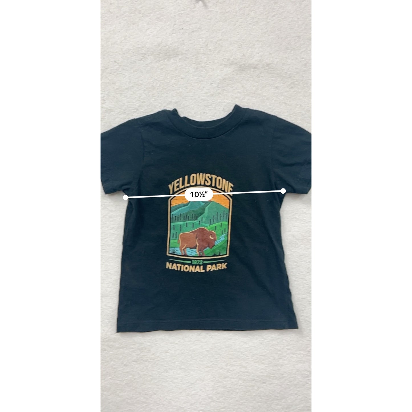 Yellowstone National Park Kids 2T Black Short Sleeve Graphic Tee #8005
