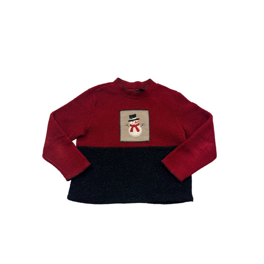 Vintage C&B Sport Red & Black Snowman Pullover Sweater L #993A