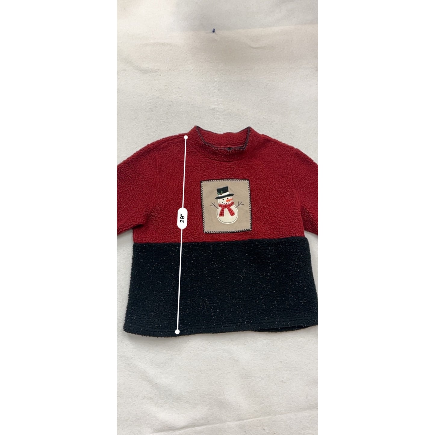 Vintage C&B Sport Red & Black Snowman Pullover Sweater L #993A