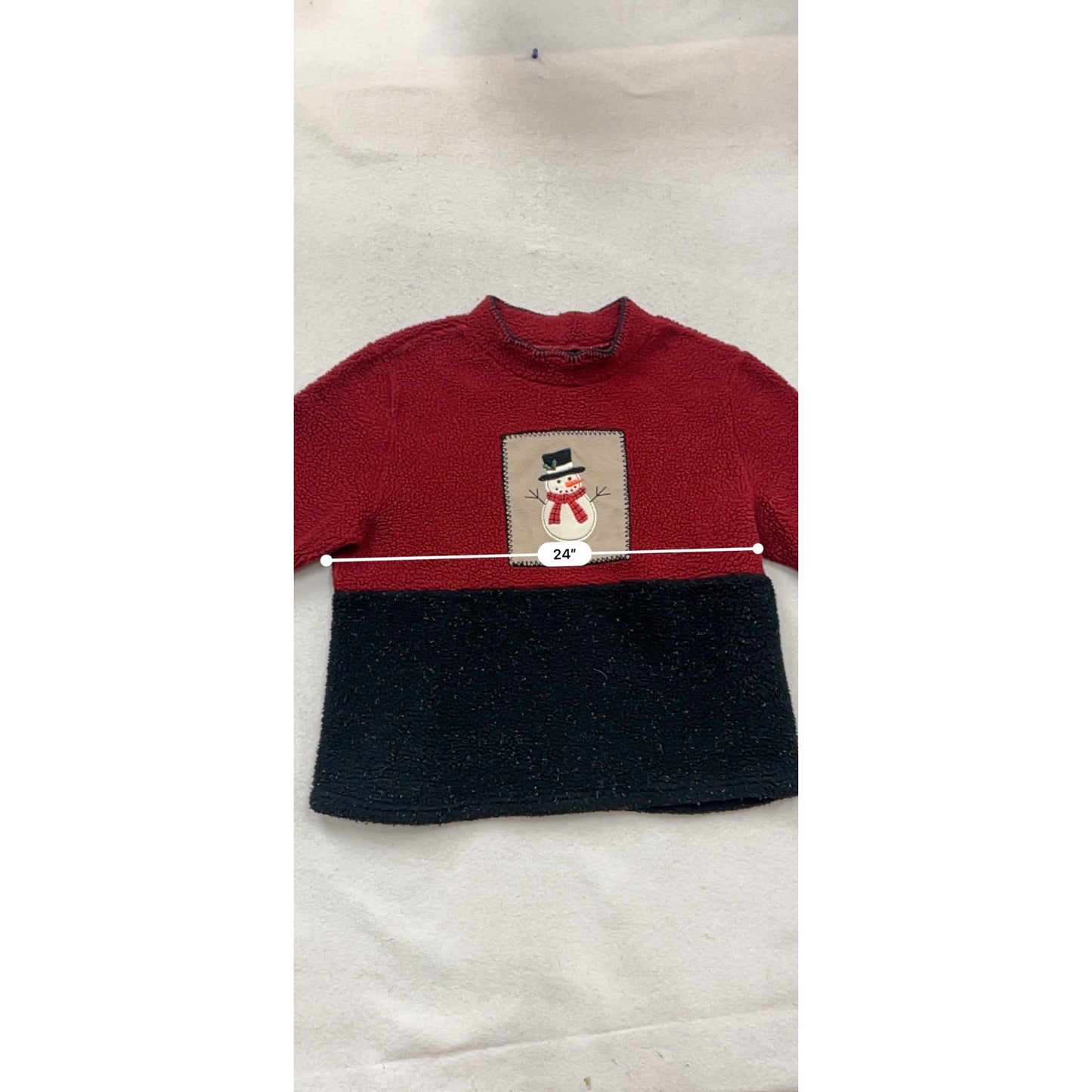 Vintage C&B Sport Red & Black Snowman Pullover Sweater L #993A