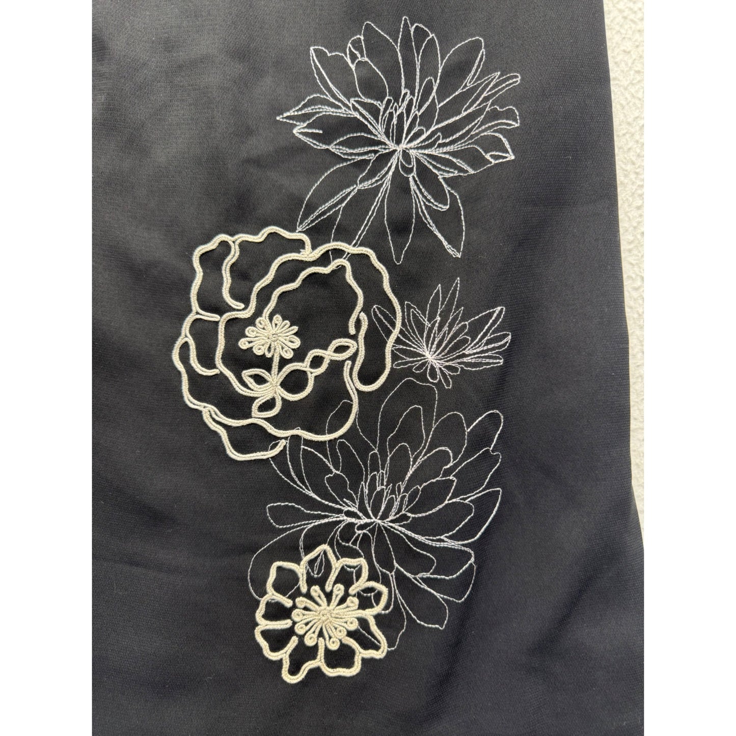 Charter Club Embroidered Floral Black Pencil Skirt 100% Polyester #9565