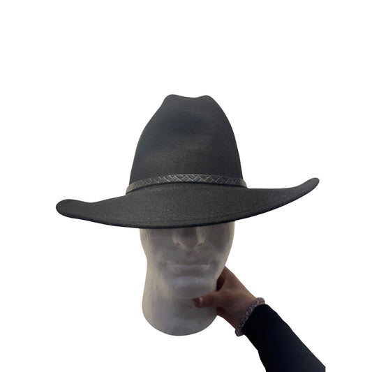 Black Wide Brim Western-Style Cowboy Hat With Braided Band #9212