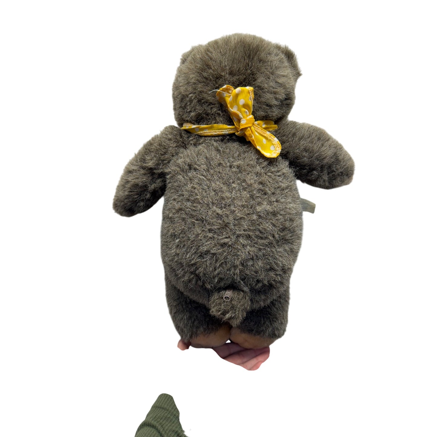 Vintage Plush Brown Bear Stuffed Animal Yellow "Bingo" Polka Dot Bandana 112B