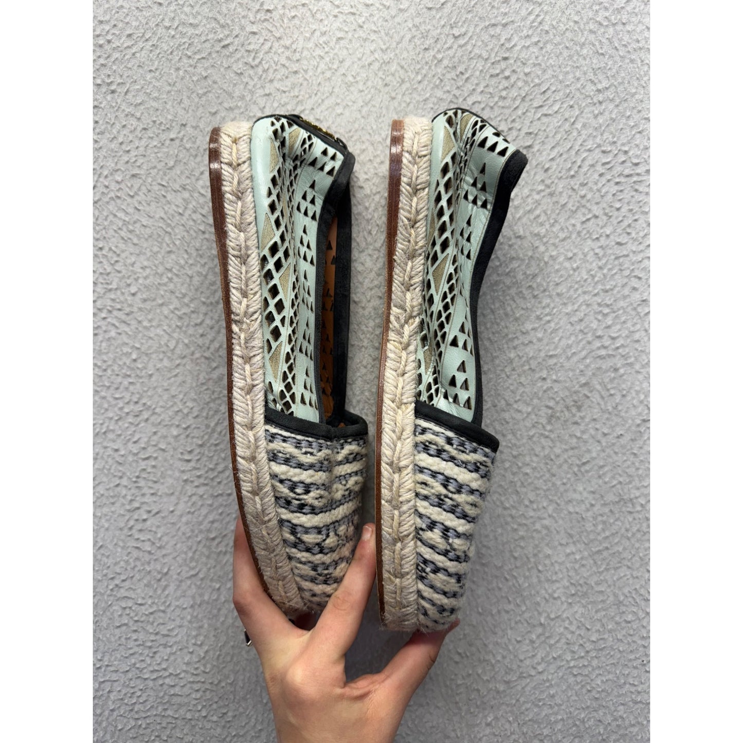 Handwoven Espadrille Flats With Leather Soles & Cutout Uppers Size 40 #9475