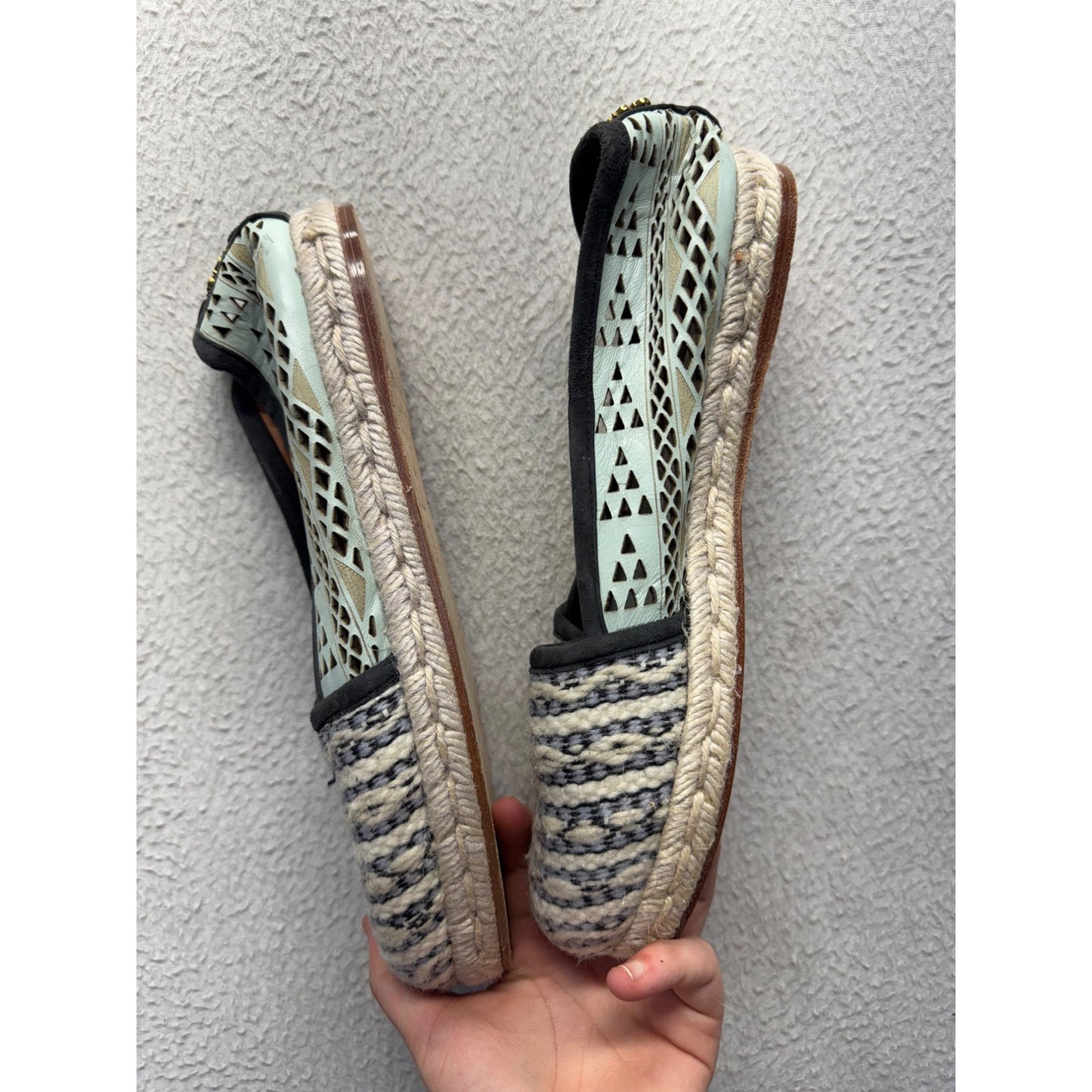 Handwoven Espadrille Flats With Leather Soles & Cutout Uppers Size 40 #9475