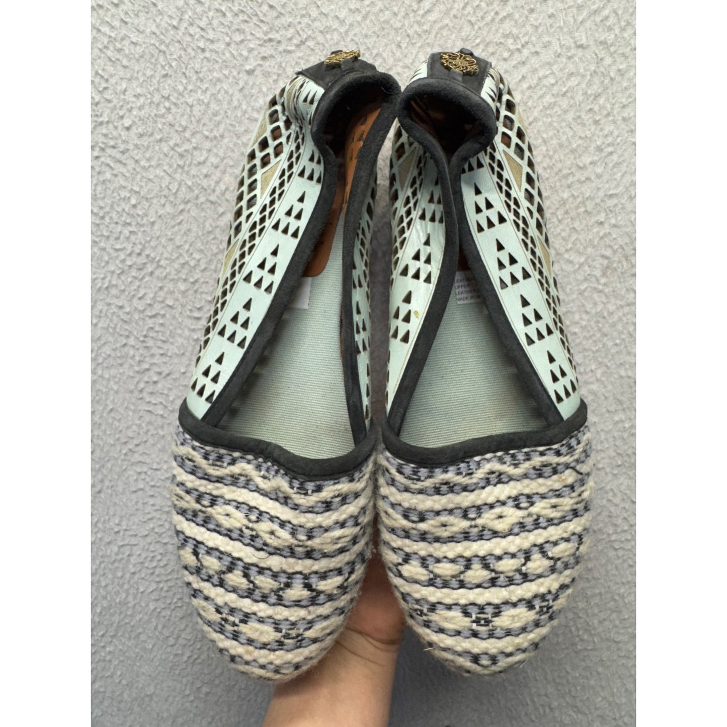 Handwoven Espadrille Flats With Leather Soles & Cutout Uppers Size 40 #9475