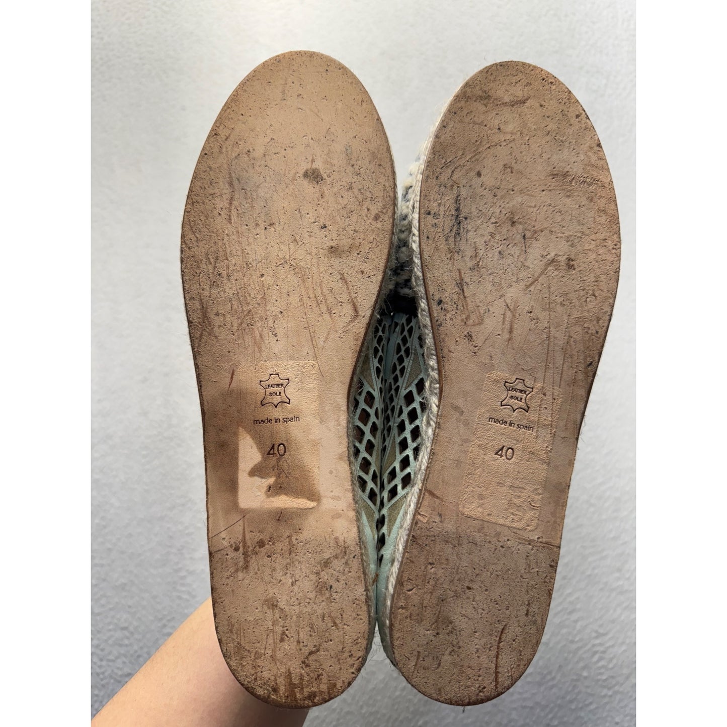 Handwoven Espadrille Flats With Leather Soles & Cutout Uppers Size 40 #9475