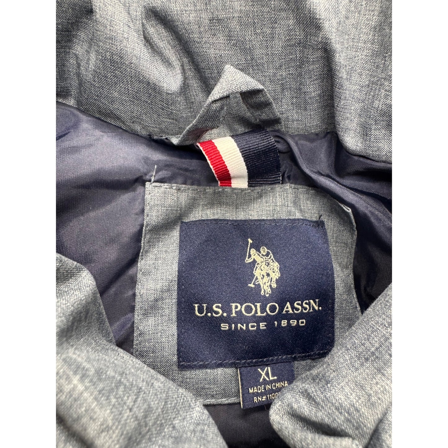 U.S. Polo Assn. Puffer Vest Gray Quilted Full-Zip XL #9293
