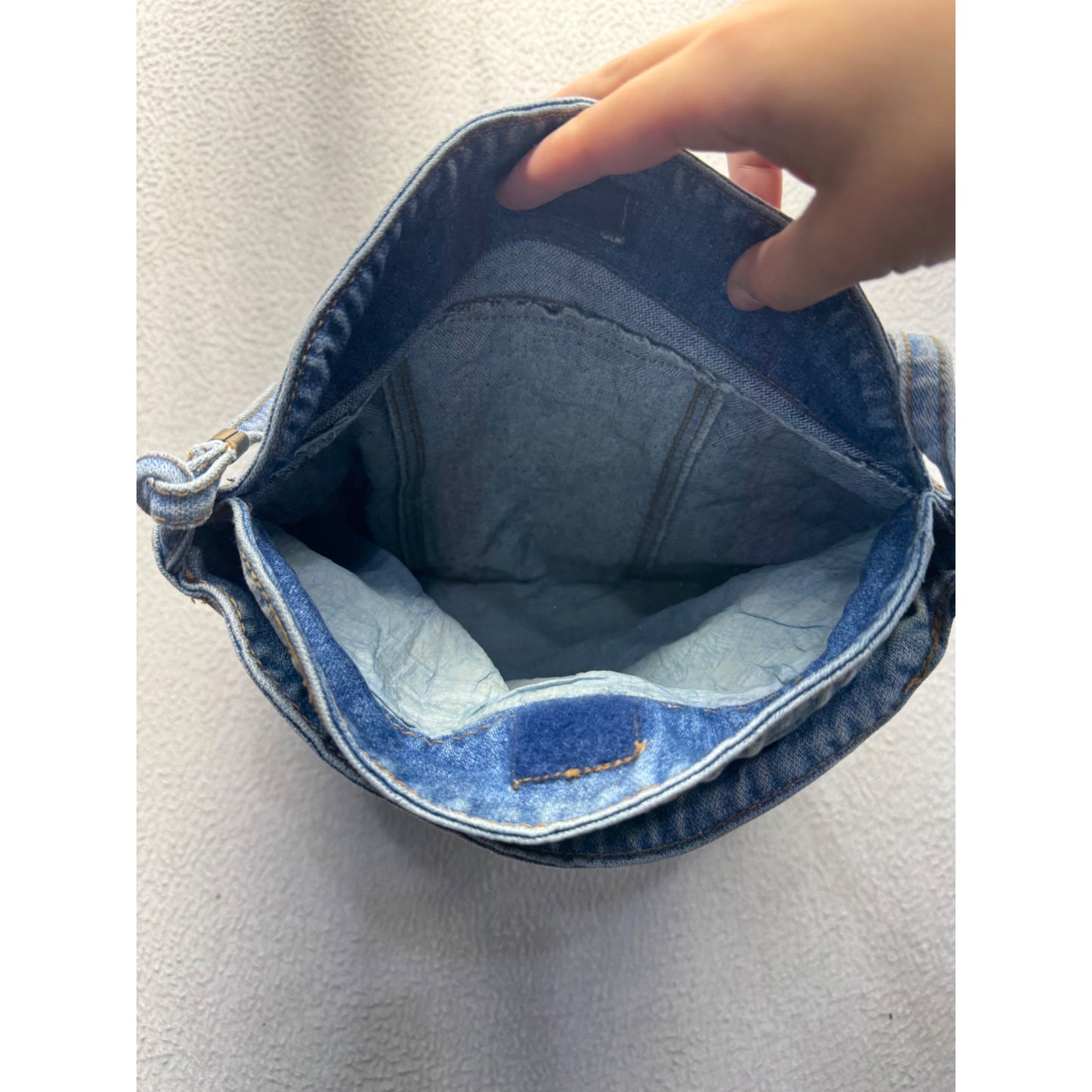 Shane Denim Crossbody Bag With Adjustable Strap & Zipper Closure #9906