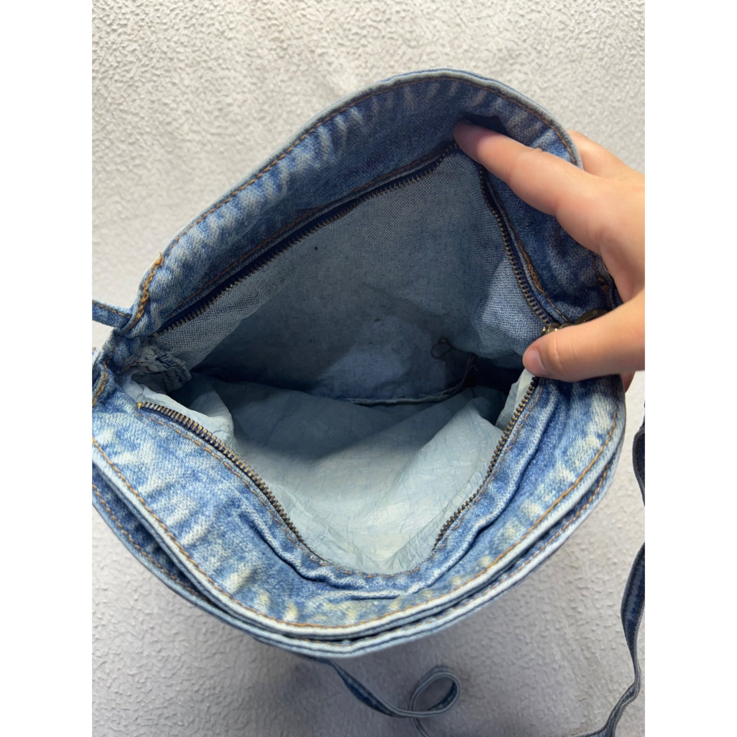 Shane Denim Crossbody Bag With Adjustable Strap & Zipper Closure #9906