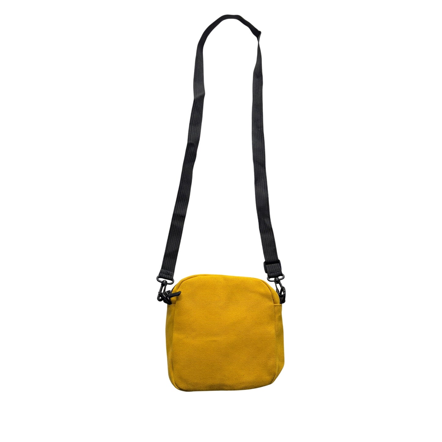 Yellow Canvas Crossbody Bag Shark Graphic & Adjustable Strap 6.5" x 6.5" #9708