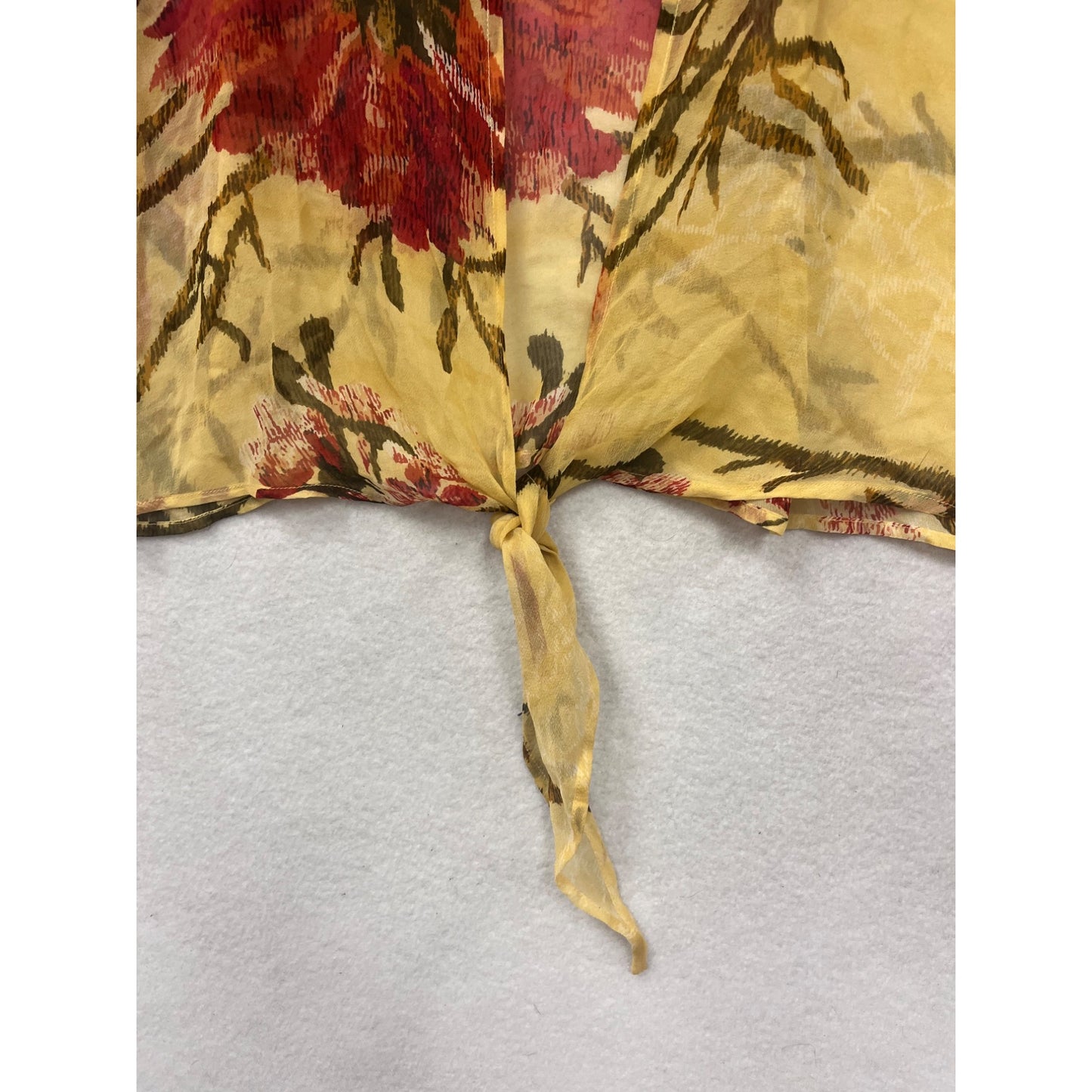 Chicos Sheer Floral Tie-Front Silk Blouse Size 2 #8624