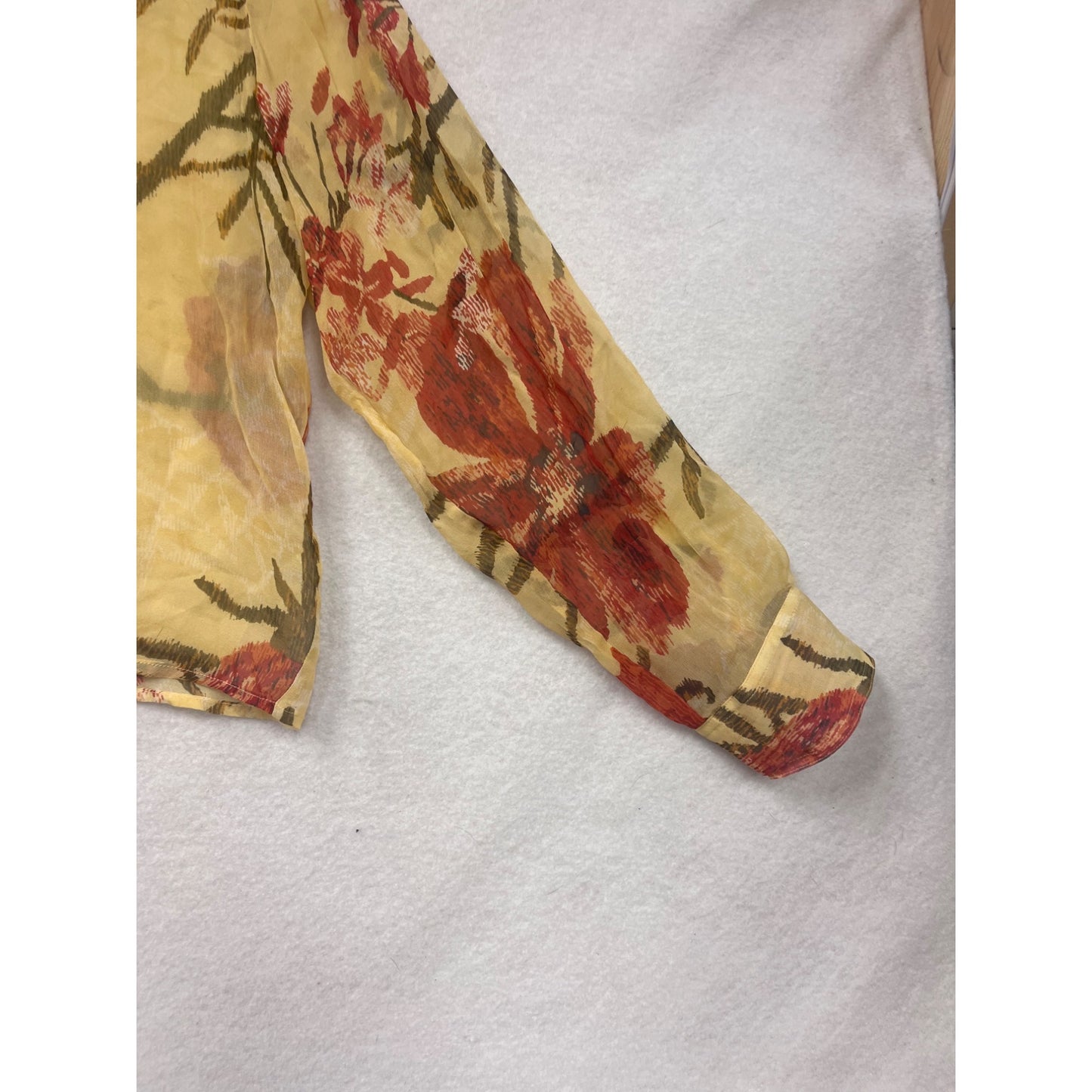 Chicos Sheer Floral Tie-Front Silk Blouse Size 2 #8624