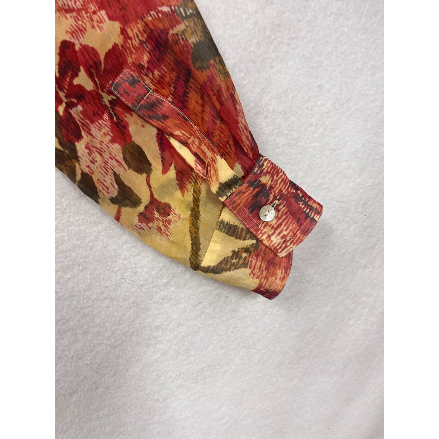 Chicos Sheer Floral Tie-Front Silk Blouse Size 2 #8624