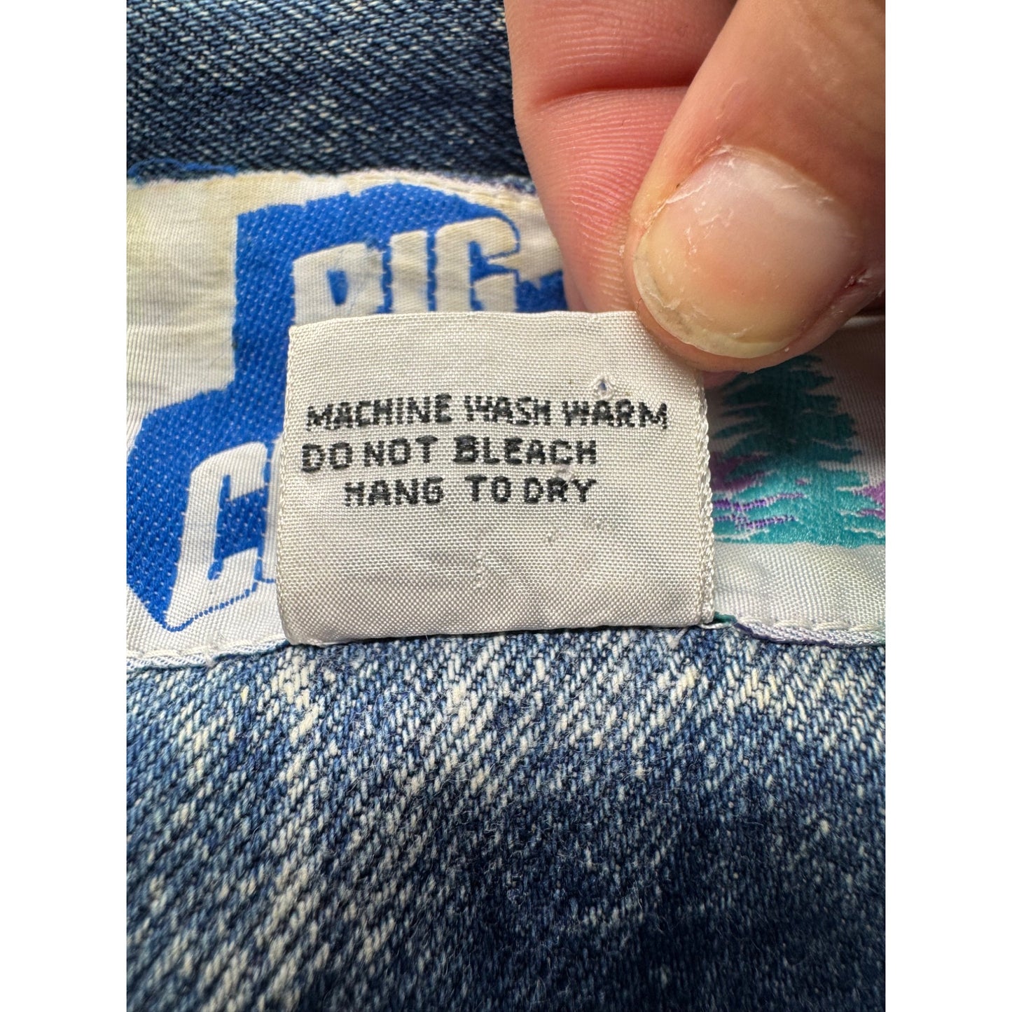 Big Country Denim Jacket W/ Brown Faux Leather Size M 100% Cotton #9084