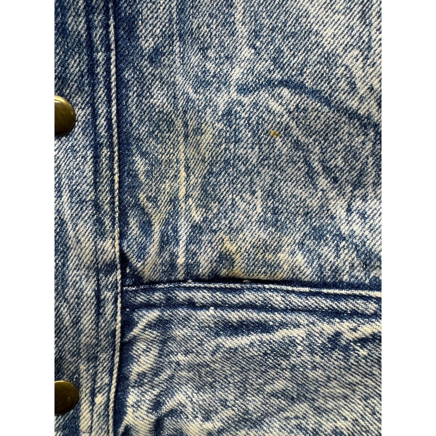 Big Country Denim Jacket W/ Brown Faux Leather Size M 100% Cotton #9084