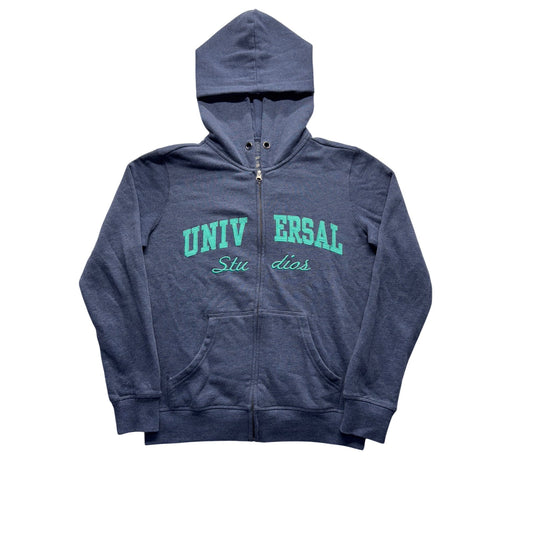 Universal Studios Hoodie Navy Blue Zip-Up Sweatshirt With Pockets S #152B