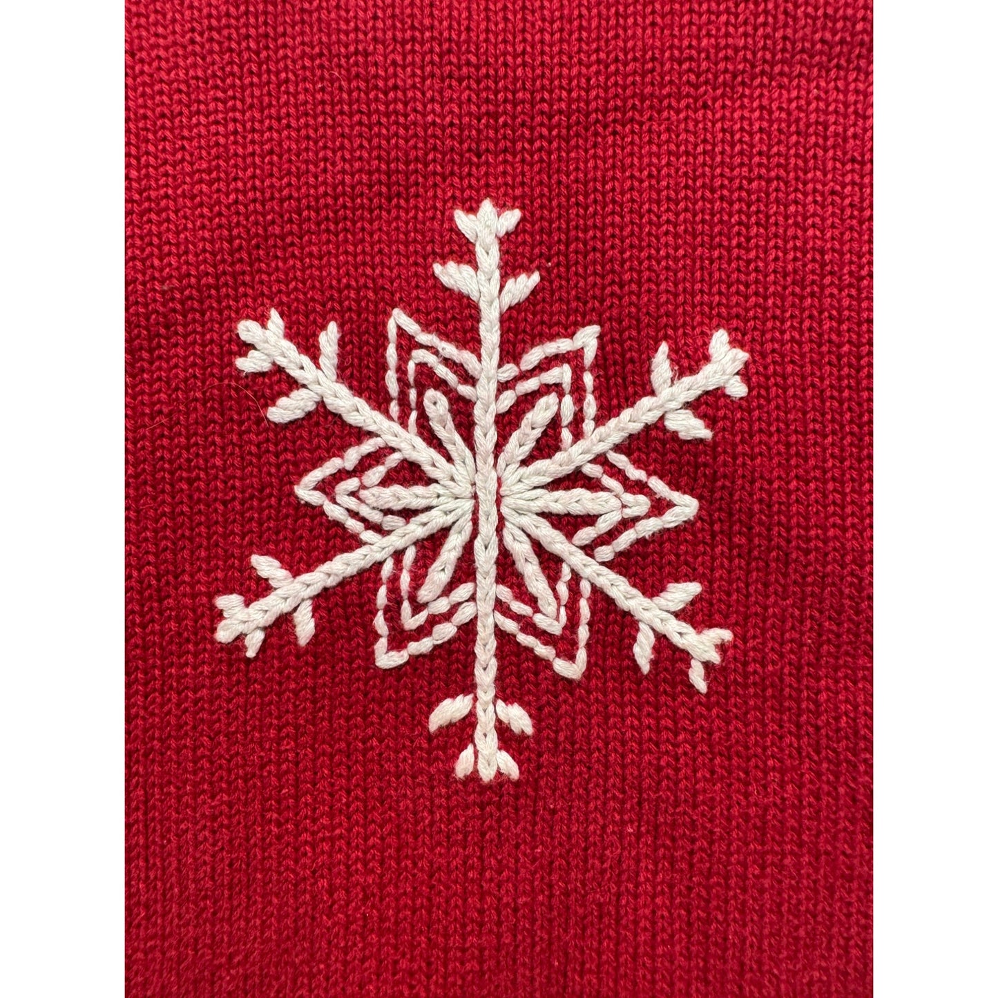 Tommy Hilfiger Red Snowflake Embroidered Wool Turtleneck Sweater #9560