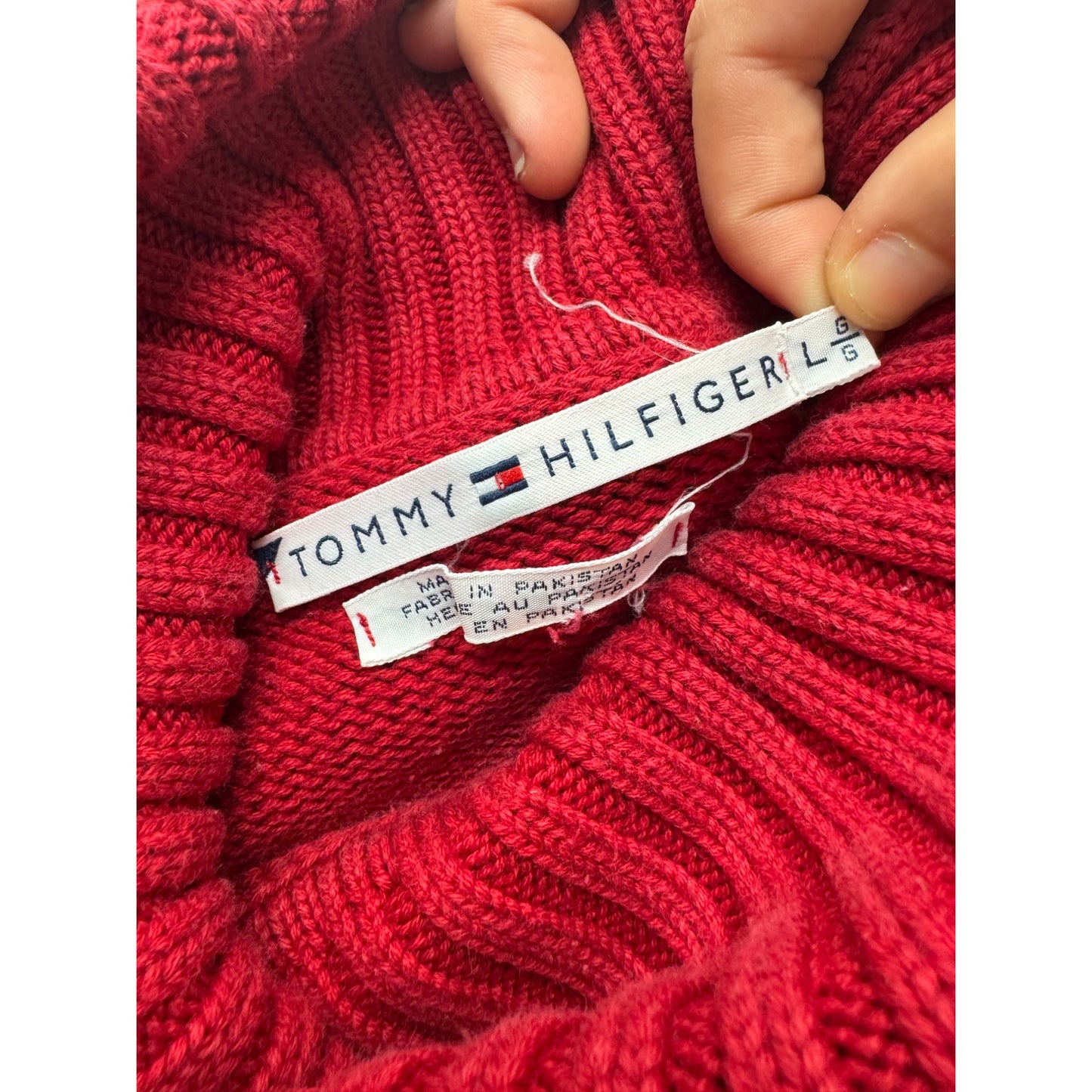 Tommy Hilfiger Red Snowflake Embroidered Wool Turtleneck Sweater #9560