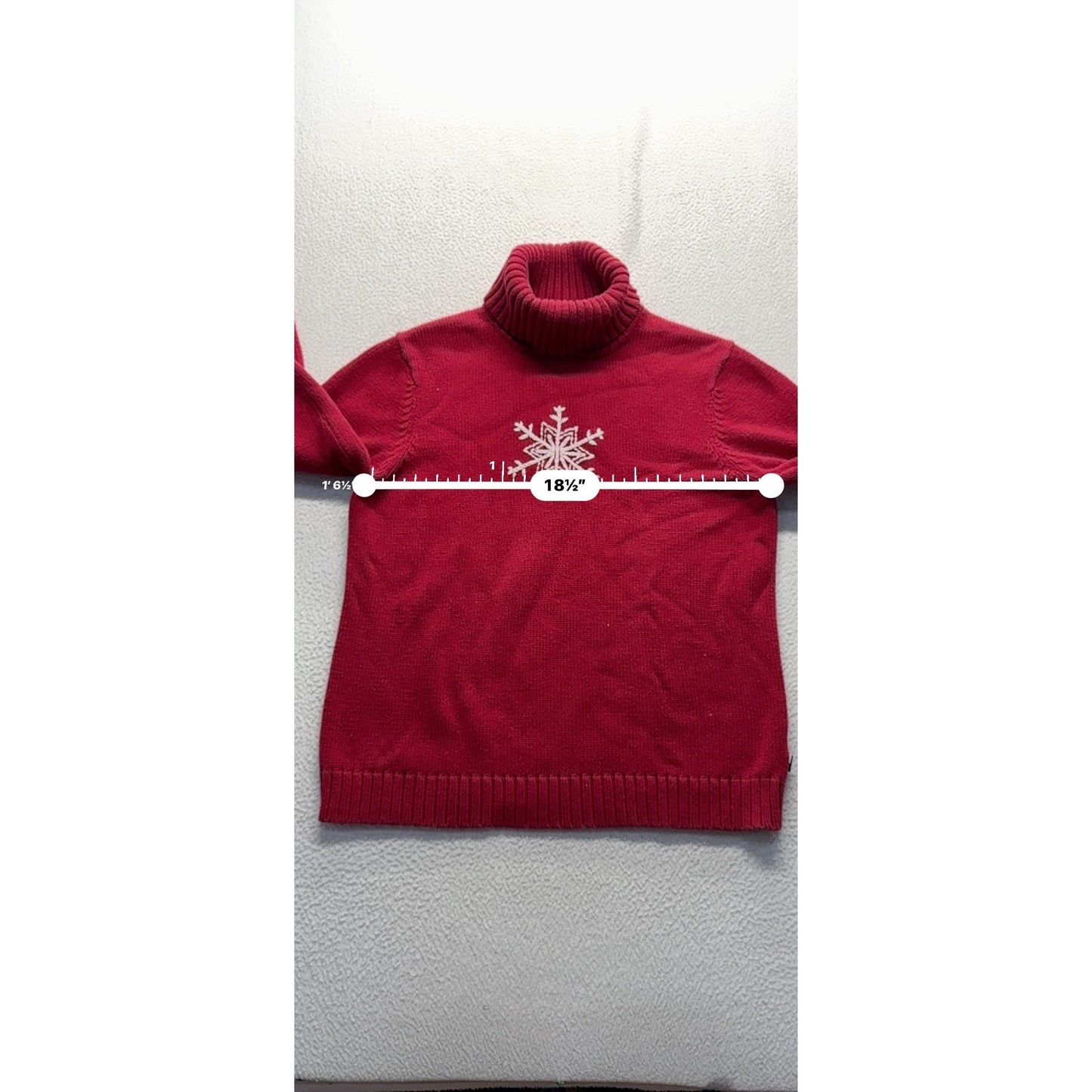 Tommy Hilfiger Red Snowflake Embroidered Wool Turtleneck Sweater #9560