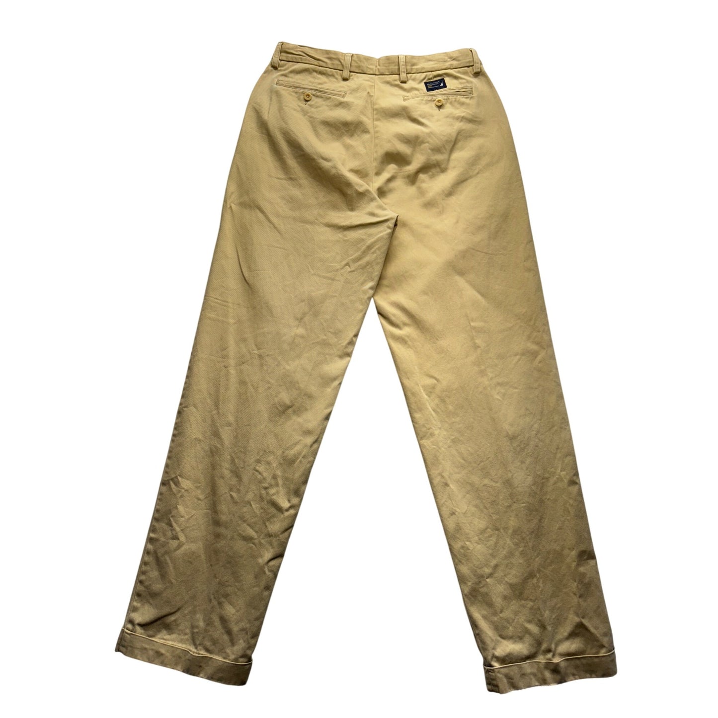 Nautica Classic Fit Khaki Cotton Pants 34W x 34L Beige Casual Trousers #9773