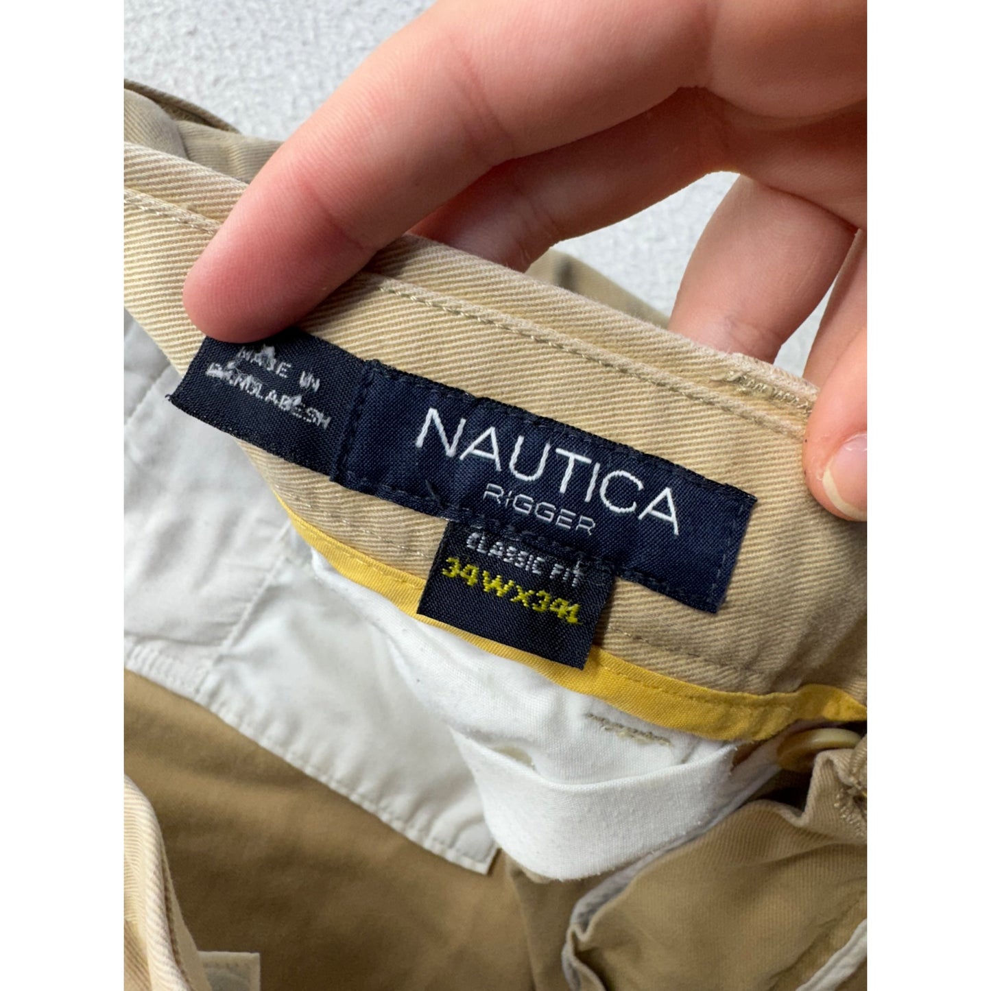 Nautica Classic Fit Khaki Cotton Pants 34W x 34L Beige Casual Trousers #9773